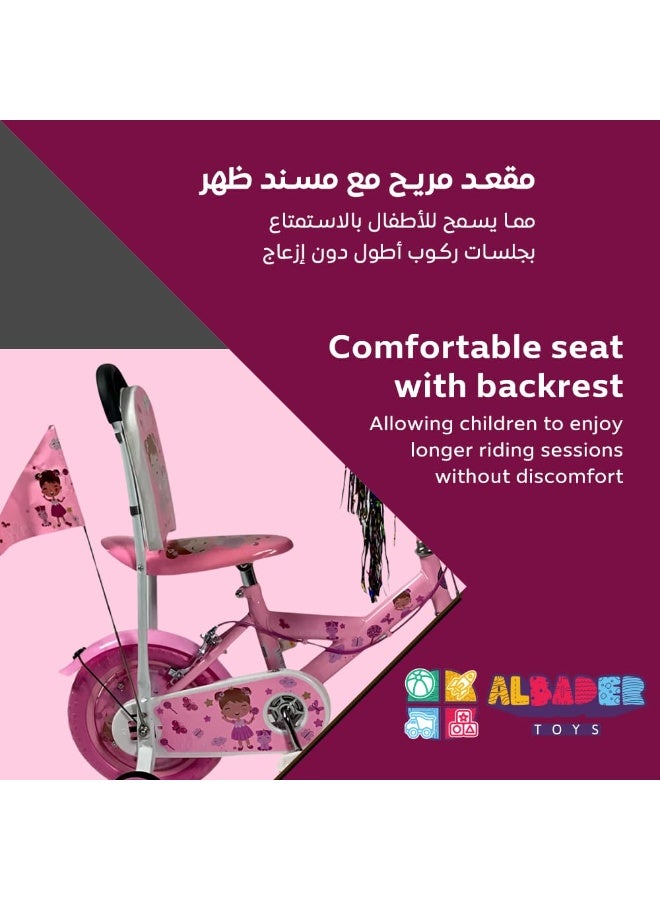 AL BADER Freestyle Kids Bike 12 Inch Bicycle for Girls Ages 3-6 Years, Pink Color, With Comfortable Seat With Backrest, Solid Wheels 12-Inch. - Image 5